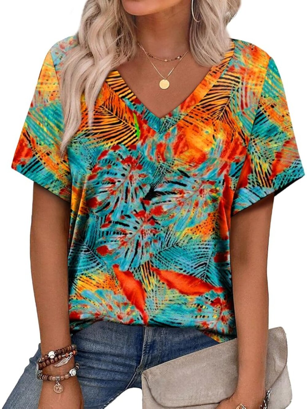 Womens Summer Tops 2026 V Neck Short Sleeve Shirts Trendy Dressy Casual Vacation